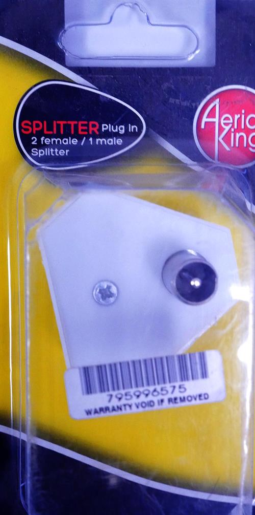 Aerial King Splitter Plug In 2 Way MFF Blister