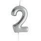 Casey 10cm Silver Numerical Birthday Candle Nr.2