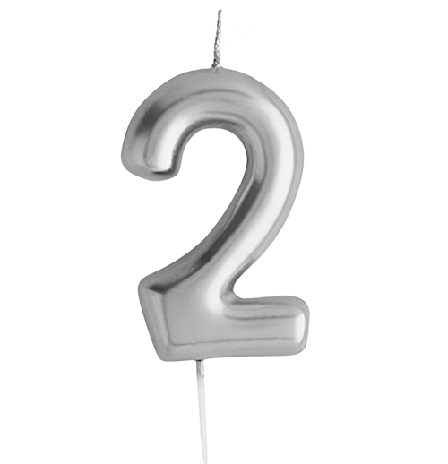 Casey 10cm Silver Numerical Birthday Candle Nr.2