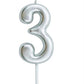 Casey 10cm Silver Numerical Birthday Candle Nr.3