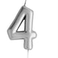 Casey 10cm Silver Numerical Birthday Candle Nr.4