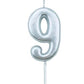 Casey 10cm Silver Numerical Birthday Candle Nr.9